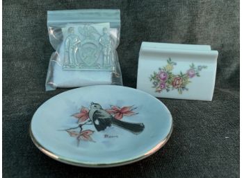 Napkin Holders And A Small Bird Plate