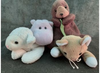 Lot 5 - TY Beanie Babies (otter, Hippo, Lamb, Cat)