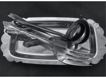 Assorted Mixed Silverware With Tray