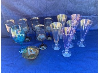 Mirrored Colored Glass Drinkware Lot