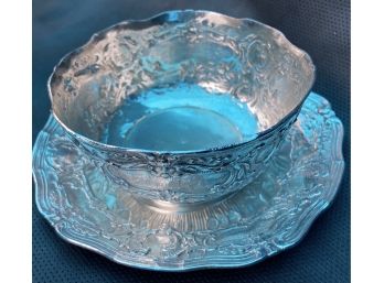 Silver Ornate Bowl With Matching Plate