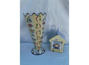 Madeline Tin House And Jane Keltner Hand Painted Vase