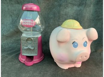 Red Gum Ball Machine & A Piggy Bank!