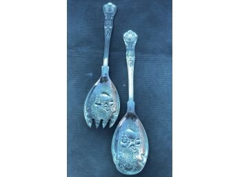 FB Rogers Silver Plate Salad Servers - Italy