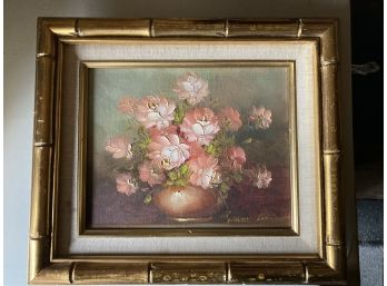 Beautiful Oil Painting Of Dark Peach Flowers - Robert Lox