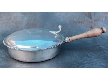 Silver Plated Horse Hinged Skillet With Wooden Handle