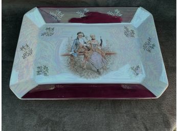 Victorian Platter With Man And Woman Sitting On A Fence - Italy