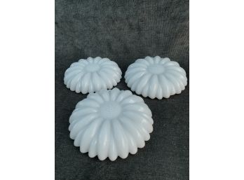 Three White Milk Glass Sunflower Candle Holders