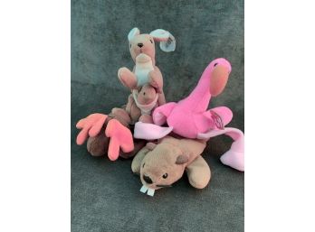 Lot 4 - TY Beanie Babies (kangaroo, Moose, Flamingo And Beaver)