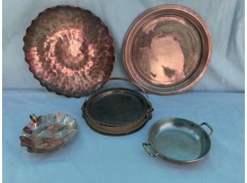 Lot Of 5 Copper Colored Dishes