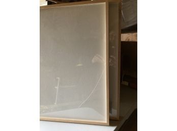 Set Of Two Matching Skinny Light Wood Plexiglass Frame - 22 1/2 X 22 1/2