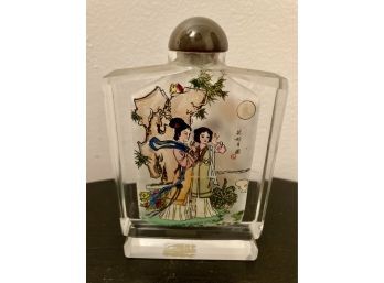 Chinese Snuff Bottle Painted Inside Geisha Scene