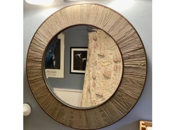 Round Wooden Framed Mirror