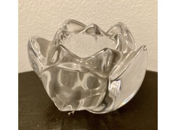 Very Heavy Flower Shaped Glass Candle Holder