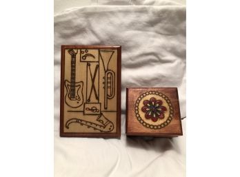 Two Carved Wooden Trinket Boxes