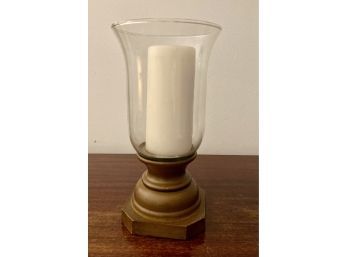 Wood Base And Glass Candleholder