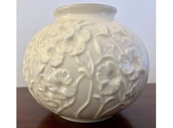 Round Lenox Vase With Raised Flower Motif