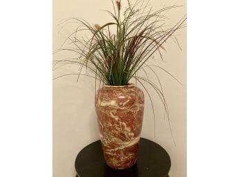 Tall Vase In Holder With Artificial Grasses