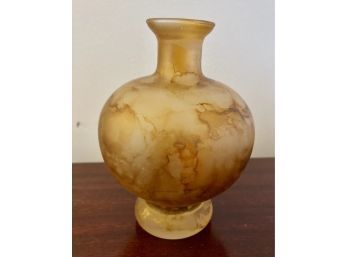 Amber Frosted Swirl Glass Vase