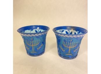 Glass Hanukkah Tea Lights (Pair)