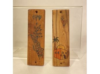 Pair Of Wooden Mezuzahs