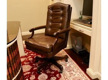 Ethan Allen Executive Brown Leather Desk Chair (MT. KISCO PICKUP)