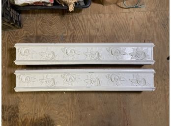 Pair - Architectural Salvage - Hand Carved Floral  Floating Shelves