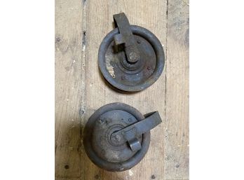 Pair Of Vintage Pulleys