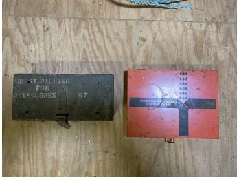 Pair - Empty Metal Boxes - Military And Pluming