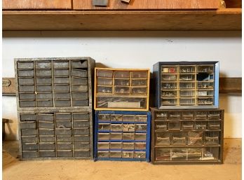 Group Of Benchtop Hardware Bins With Contents