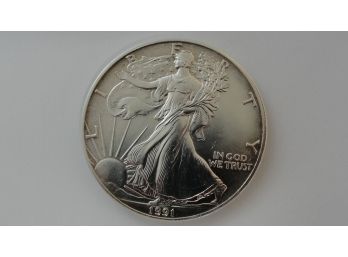 1991  US Silver Eagle 1 Troy Ounce .999 Fine Silver Coin Dollar