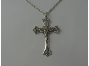 Sterling Silver Cross On 24' Sterling Chain