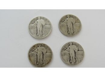 Lot Of (4) Standing Liberty Quarters 1925,1926, 1927, & 1929 - 90 Percent Silver