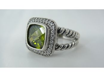 Green Tourmaline And Sterling Silver Ring - Size 8