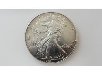 1990  US Silver Eagle 1 Troy Ounce .999 Fine Silver Coin Dollar