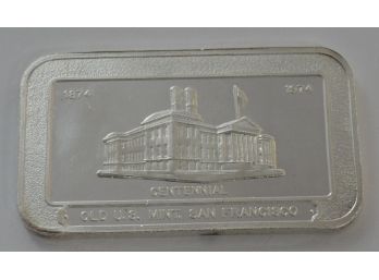 1 Troy Ounce .999 Fine Silver Bar - Old US Mint San Francisco - Pioneer Mint 1973