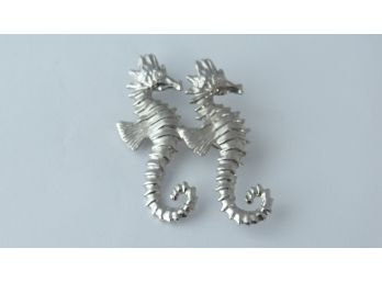 EMCO Sterling Silver Dual Seahorse Pin / Brooch