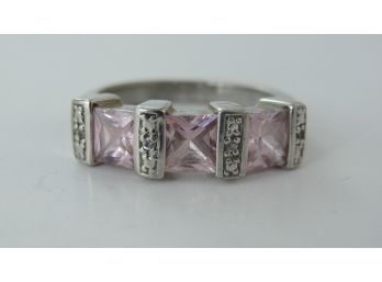 Pink Morganite And Sterling Silver Ring Size 6 1/2