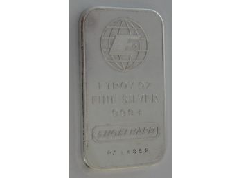 1 Ounce .999 Fine Silver Bar - Engelhard