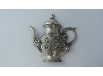 Sterling Silver Teapot Brooch / Pin By Beau