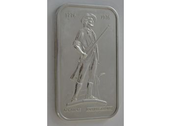 1 Ounce .925 Sterling Silver Bar - The Minuteman By Gorham - Bicentennial