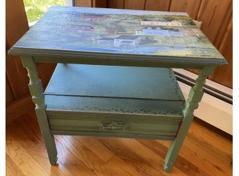Hand Painted Two Tier One Drawer Country Stand