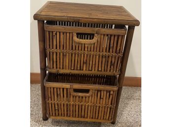Small Rattan Stand With Side Out Basket