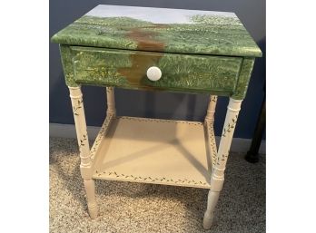 Delightfully Painted Two Tier One Drawer Nightstand