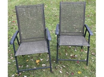 Two Outdoor Mesh Seat Chairs