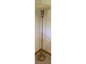 Brass Plated Torcher Lamp With Spiral Glass Shade