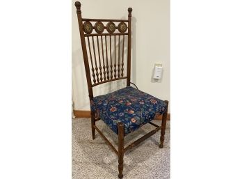 Oak Stick And Ball Lollipop Side Chair With Iron Hip Rests