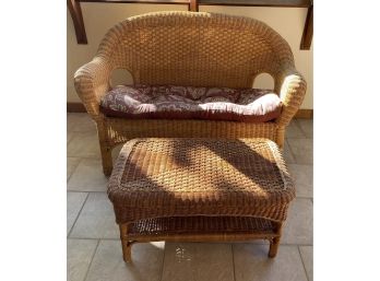 Contemporary Wicker Settee And Coffee Table