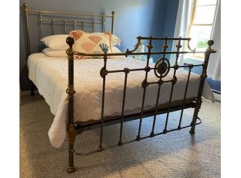 Real, Real Nice Queen Brass And Steel Vintage Bed