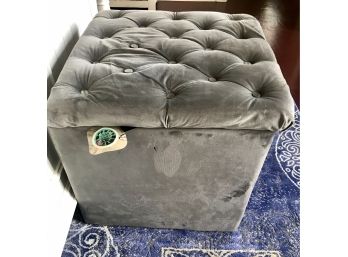 Tufted Storage Cube In Gray Fabric